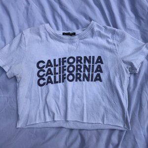 White CALIFORNIA Crop Top T